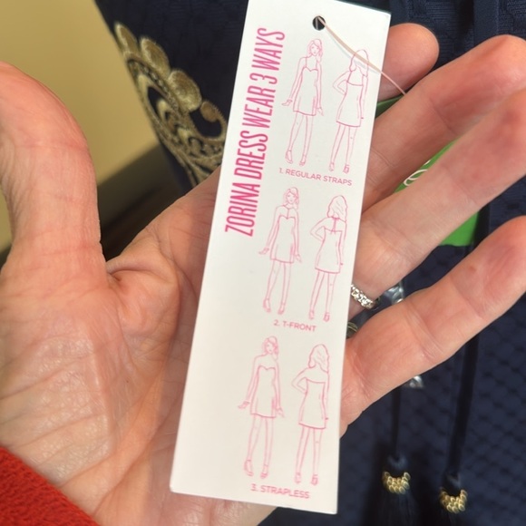 Lily Pulitzer NWT Elegant Navy Blue Dress with Intricate gold Embroidery - Picture 5 of 12